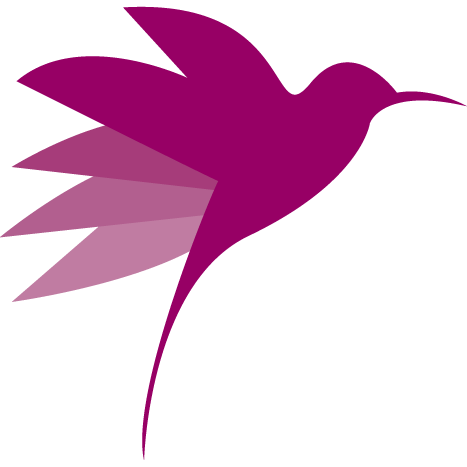 Hacienda Eterna Primavera hummingbird logo in purple, representing a tranquil mountain retreat in Puerto Rico.